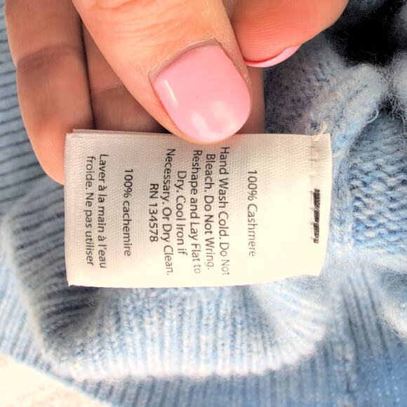 Vinyard Vines 100% Cashmere Cable Knit Pullover Sweater Women's Large Jake Blue - Picture 3 of 9